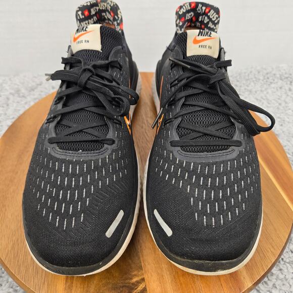 Nike Mens 10.5 Free Rn 2018 Just Do It Black Orange Daily Sneaker AT4246-001 - Picture 6 of 12